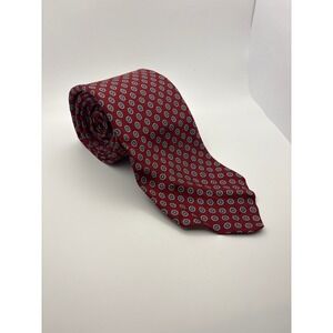 Brooks Brothers Makers Mens Silk Tie Burgundy Geometric Medallion Italy